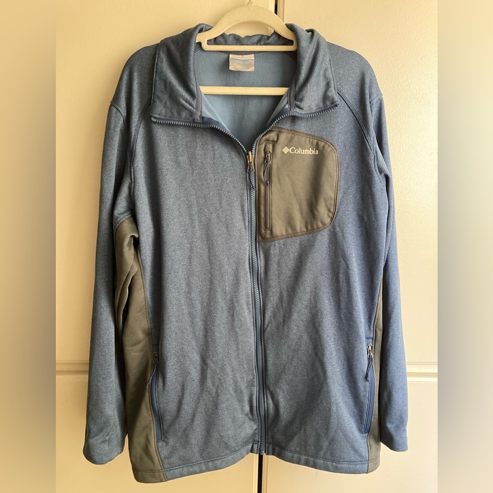 Columbia Jacket Mens Blue Gray Full Zip Interchange Fleece Outdoors Large
